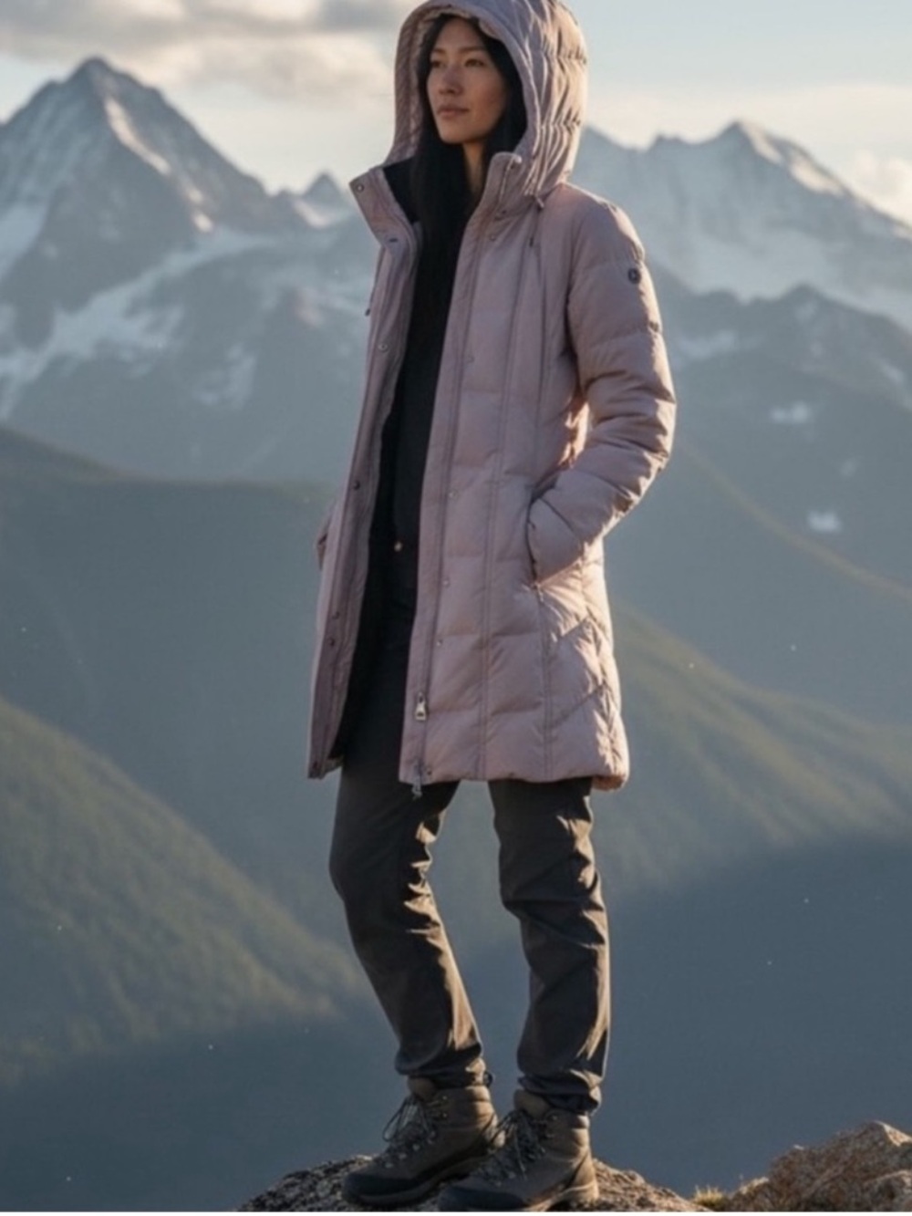 Calvin Klein Atmosphere Pink Hooded Mid-Length Puffer Coat ~ NWOT ~ size Small